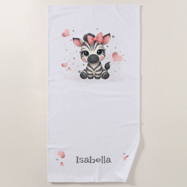 Adorable little zebra  beach towel (Front)