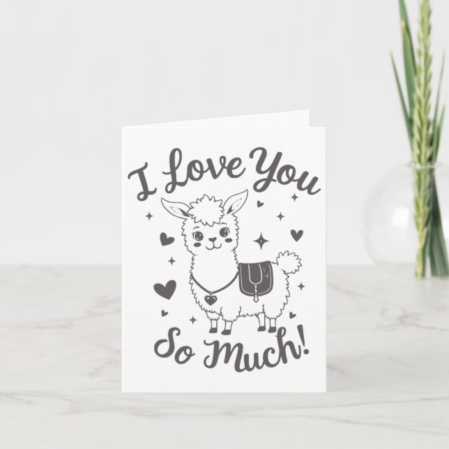 Adorable Llama Valentine Shirt Cute Retro Hearts S Card (Front)