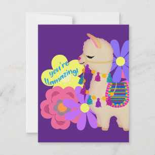 Adorable Llama You're Llamazing! Personalise Holiday Card