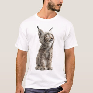 Adorable Lynx Cub in Cosy Knitted Bonnet T-Shirt