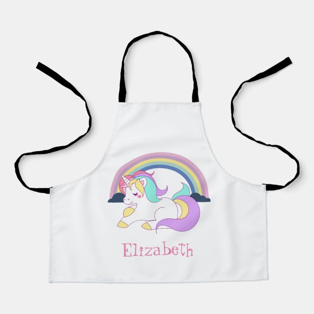 Adorable Magical Unicorn, Rainbow Apron (Front)