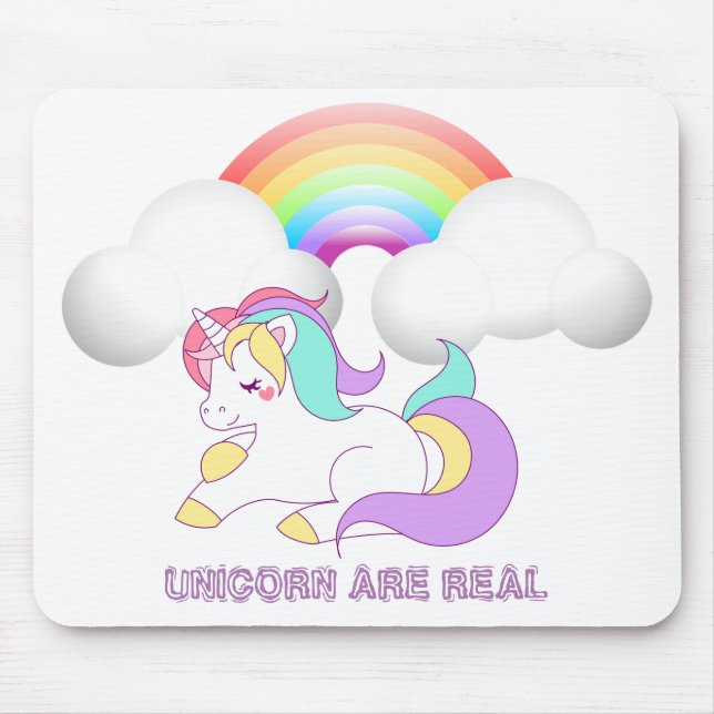 Adorable Magical Unicorn, Rainbow Mouse Pad (Front)