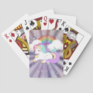 Adorable Magical Unicorn, Rainbow - Personalised Playing Cards