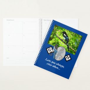 Adorable Magpie Looking Glass Monogram w Photo Planner