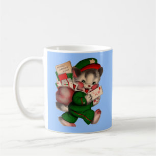 adorable mail kitten delivering Christmas packages Coffee Mug