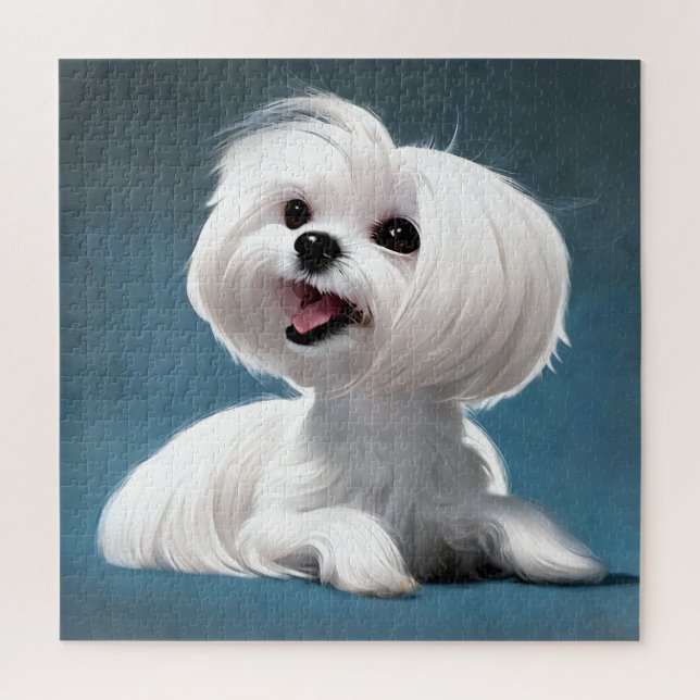 Adorable Maltese Art or a Portrait of Your Dog Jigsaw Puzzle (Vertical)