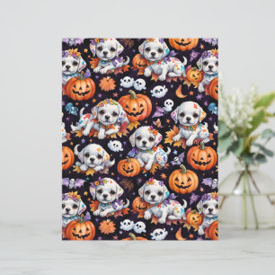 Adorable Maltese Puppy Halloween Scrapbook Paper