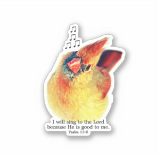 Adorable Mama Cardinal Singing Praises Bible Verse
