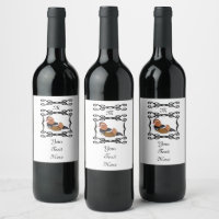 Adorable Mandarin Duck Cartoon Monogram