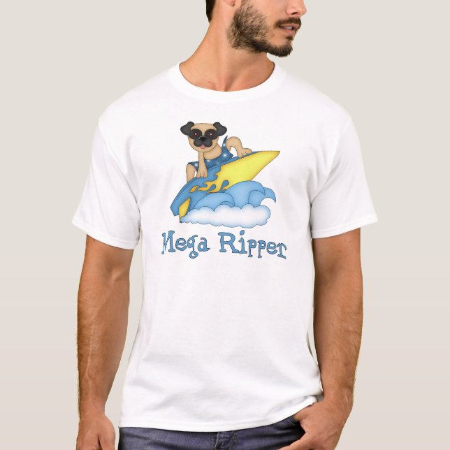 Adorable Mega Ripper Pug Surfer Tees, Gifts T-Shirt (Front)