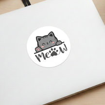 Adorable Meow Cute Cat Sticker Square Kitty Design
