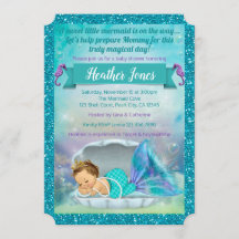 Adorable Mermaid Baby Shower Invitations 130 Light