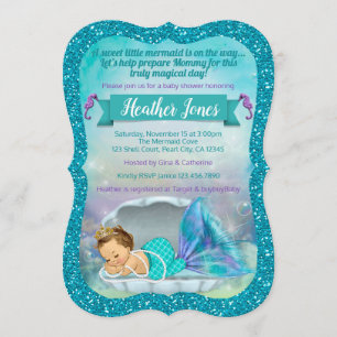 Adorable Mermaid Baby Shower Invitations 130 Light