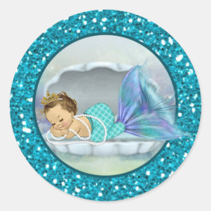 Adorable Mermaid Baby Shower sticker stickers #130