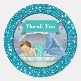 Adorable Mermaid Baby Thank You stickers #130