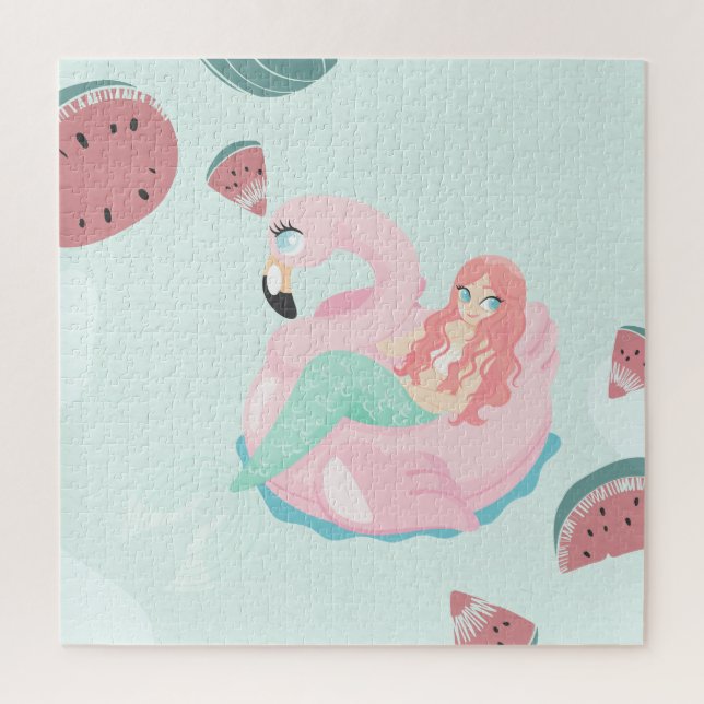 Adorable Mermaid, Watermelon Jigsaw Puzzle (Vertical)