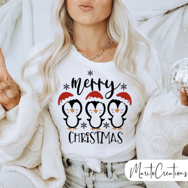 Adorable Merry Christmas Penguins, Perfect Gift! T-Shirt (Creator Uploaded)