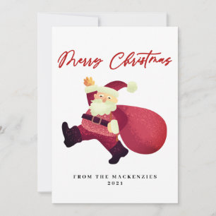 Adorable Merry Christmas Santa  Holiday Card