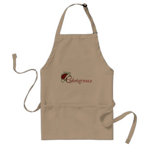 **ADORABLE MERRY CHRISTMAS W/ SANTA HAT** STANDARD APRON
