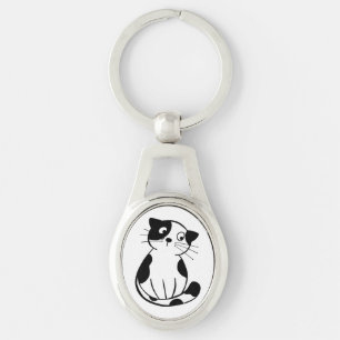 Adorable Metal Keychain with Cute Cat Mark Design