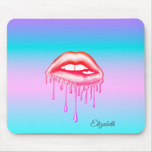 Adorable Metallic Dripping Lips Holographic Mouse Pad