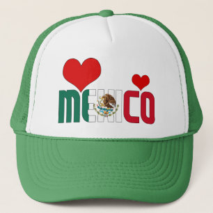 Adorable Mexico Flag Hearts Patriotic Trucker Hat