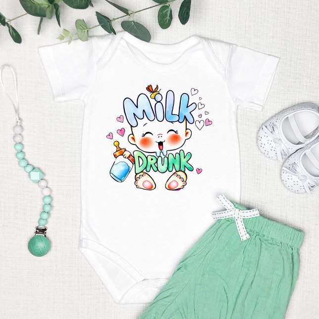 Adorable "Milk Drunk" Funny  Baby Bodysuit (Creator Uploaded)