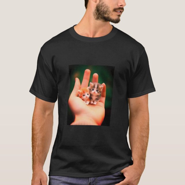Adorable Miniature Kittens in Hand T-Shirt (Front)