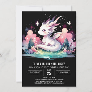 Adorable Minimalist Dragon Birthday  Invitation