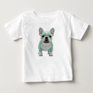 Adorable Mint Green 3D French Bulldog Puppy  Baby T-Shirt