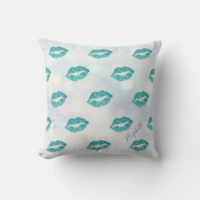 Adorable Modern,Bokeh,Glitter Lips-Personalise Cushion (Front)