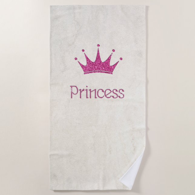 Adorable,Modern,Girly,Glitter Tiara Princess Beach Towel (Front)