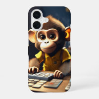 Adorable Monkey Accountant iPhone 16 Case