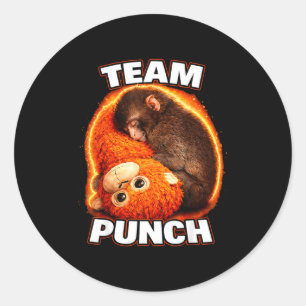 Adorable monkey punch baby graphic team punch big classic round sticker