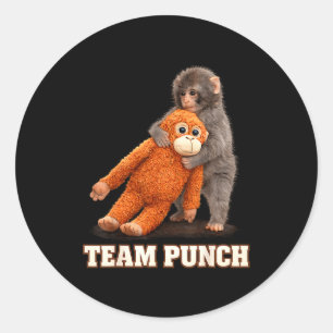 Adorable monkey punch baby graphic team punch big classic round sticker