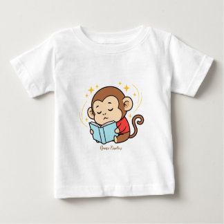Adorable Monkey Reading Book Baby T-Shirt