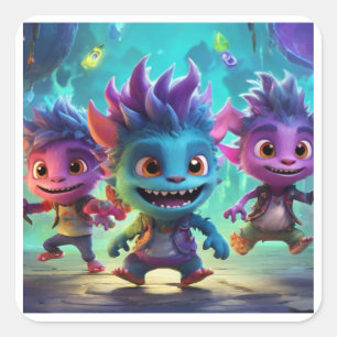 Adorable Monster Square Sticker