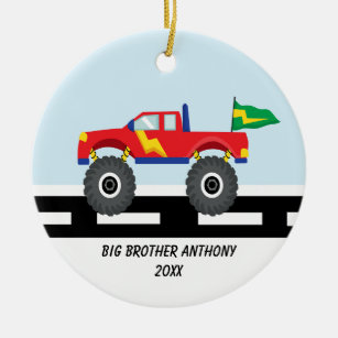 Adorable Monster Truck Big Brother Ornament