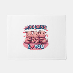 Adorable Moo-Deng Baby Pigmy Hippo Design Long Sle Doormat