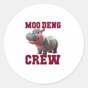 Adorable MOO DENG CREW Baby Hippo Squad Lunch Lady Classic Round Sticker