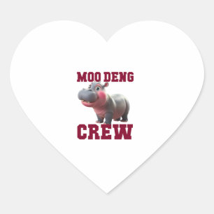 Adorable MOO DENG CREW Baby Hippo Squad Lunch Lady Heart Sticker