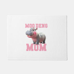 Adorable MOO DENG MOM Baby Hippo Mama Cutest Princ Doormat
