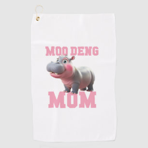 Adorable MOO DENG MOM Baby Hippo Mama Cutest Princ Golf Towel
