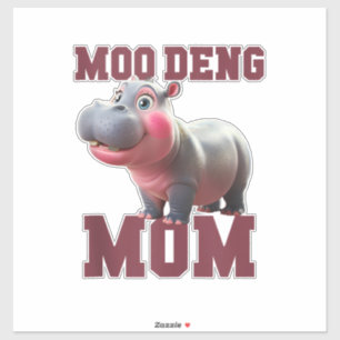 Adorable MOO DENG MOM Baby Hippo Mama Dabbing Prin