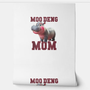 Adorable MOO DENG MOM Baby Hippo Mama Dabbing Prin Wallpaper