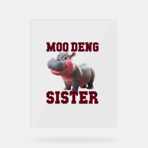 Adorable MOO DENG SISTER Baby Hippo Bestie Princes Acrylic Sign