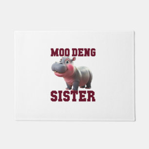 Adorable MOO DENG SISTER Baby Hippo Bestie Princes Doormat