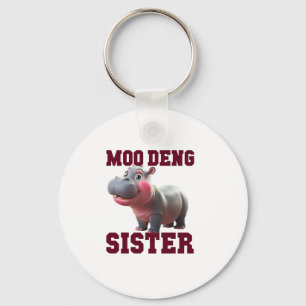 Adorable MOO DENG SISTER Baby Hippo Bestie Princes Key Ring