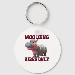 Adorable MOO DENG VIBES ONLY Good Baby Hippo Vibe Key Ring