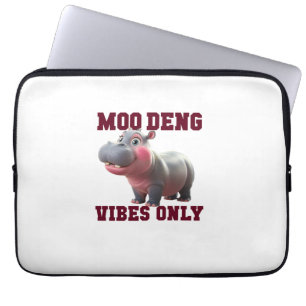 Adorable MOO DENG VIBES ONLY Good Baby Hippo Vibe Laptop Sleeve